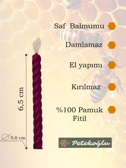 (12 adet Bordo) Balmumu Mum Doğal Petek Pasta Parti Mumu Kutlama Nişan Doğum Günü Beeswax Candle